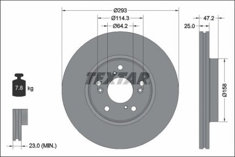 Диск тормозной (передний) Honda HR-V 1.5 16V/1.6D 15- (293x25) PRO TEXTAR 92321303