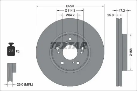 Диск гальмівний (передній) Honda HR-V 1.5 16V/1.6D 15- (293x25) PRO TEXTAR 92321303
