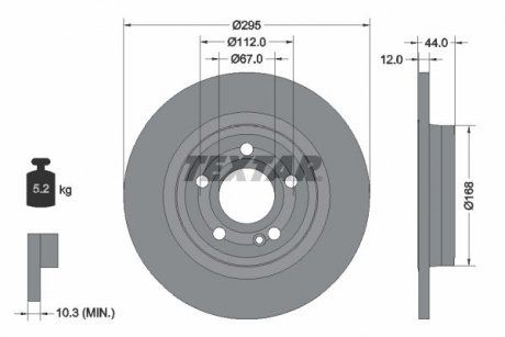 Диск тормозной (задний) MB A-class (W177)/B-class (W247) 18- (295x12) PRO TEXTAR 92323203