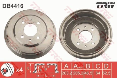 - Гальмівний барабан TRW DB4416