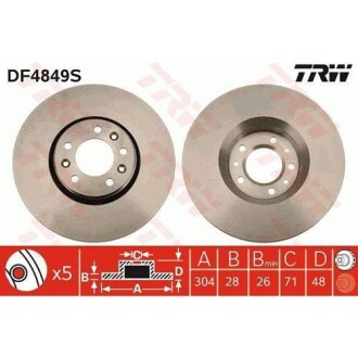 Гальмівний диск перед. Scudo/Jumpy 07- TRW DF4849S