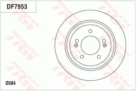 Диск гальмівний (1 шт.) HYUNDAI/KIA Grandeur/Optima/Soul "R D=284mm "11>> TRW DF7953