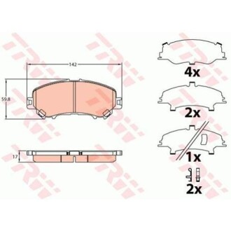 Колодки гальмівні NISSAN/RENAULT X-Trail/Kadjar "F "14>> TRW GDB3648