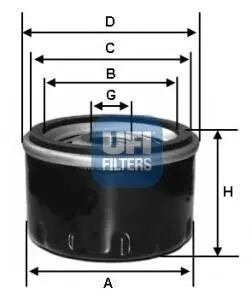 Фильтр масляный LANCIA THEMA (834) 92-94; ALFA ROMEO 33(907B) 90-94; FIAT PANDA (141A_) 80-96 UFI 23.447.00