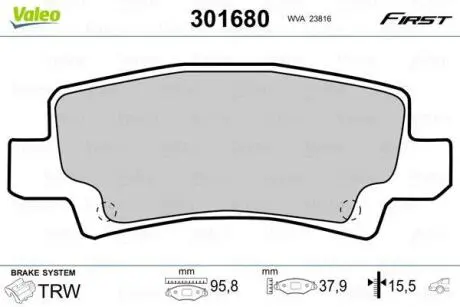 Гальмівні колодки First TOYOTA Corolla "R "01-08 Valeo ="301680"