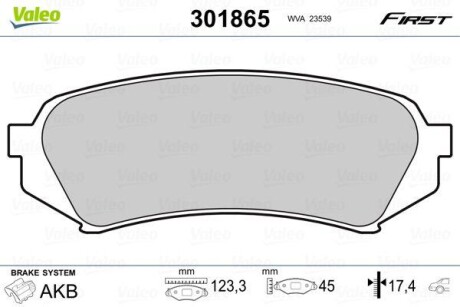 Гальмівні колодки дискові LEXUS/TOYOTA LX470/LandCruiser100 "4,2-4,7 "R "98-08 Valeo 301865