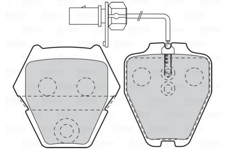 Колодки гальмівні (передні) Audi A4 97-01/A6 97-05/VW Passat B5 00-05/Phaeton 02-08 (+датчики) Valeo 302333