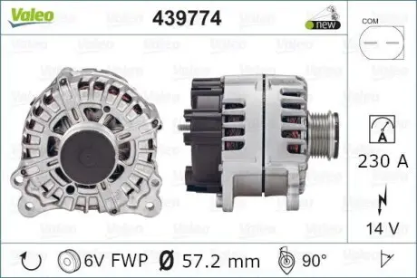Генератор (14В, 230А, новий) PORSCHE CAYENNE, PANAMERA VW TOUAREG 3.0D-4.2 11.07- Valeo 439774