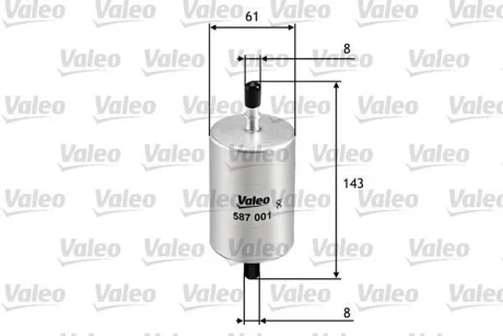 Фільтр паливний CITROEN Berlingo/C-Elysee/C15/C2/C3/Evasion/Jumpy/Saxo/Xantia "1,0-2,9 "88>> Valeo ="587001"