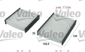 Фільтр салону CITROEN/DS/PEUGEOT DS3/DS/207 "1,0-1,6 "06>> Valeo ="715556"