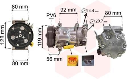 Компрессор кондиционера CITROEN BERLINGO/ PEUGEOT 207,208 (выр-во) Van Wezel 0900K255