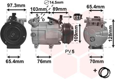 Компресор кондиціонера FORD C-MAX / VOLVO S40 07 > 12 Van Wezel 1800K391