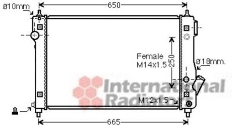 Радиатор охлаждения CHEVROLET AVEO (T250, T255) (05-) 1.4 i AT (выр-во) Van Wezel 81002087