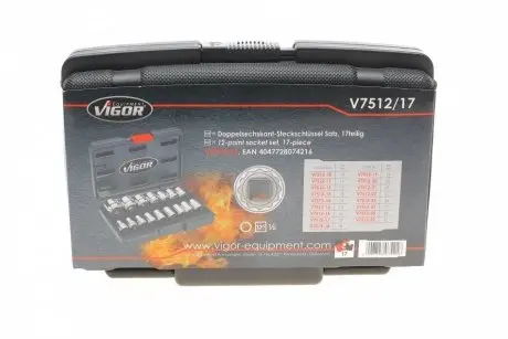 Набір головок 6-ти гранних 1/2" (16шт) VIGOR V7512/17