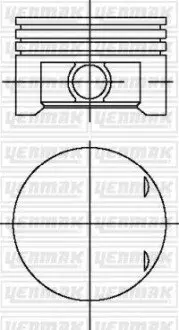 Поршень с кольцами і пальцем (размер отв. 75 / STD) (D16 VTEC) бензин YENMAK 39-03969-000