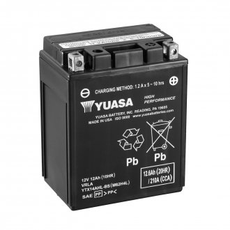 МОТО 12V 12,6Ah High Performance MF Battery AGM (сухозаряжений) YUASA YTX14AHL-BS