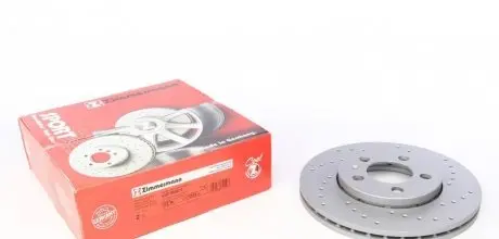 Диск тормозной (передний) Skoda Fabia/Octavia 96-/VW Golf (256x22)(с покрытие.) (с отверстием)(вентил) ZIMMERMANN 100.1233.52