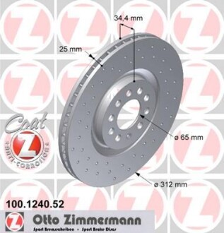 Диск тормозной ZIMMERMANN 100.1240.52