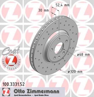 Диск гальмівний ZIMMERMANN 100.3331.52