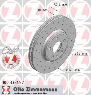 Диск гальмівний ZIMMERMANN 100.3331.52