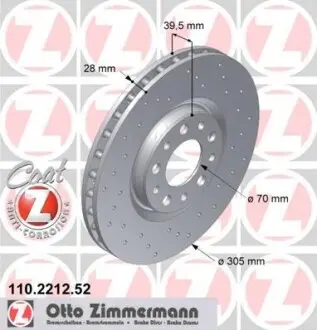 Диск тормозной ZIMMERMANN 110.2212.52