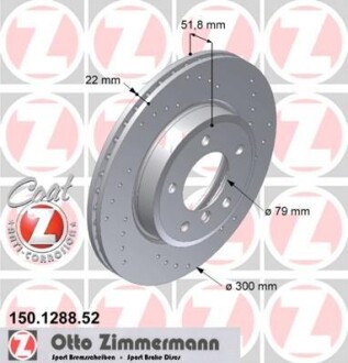 Диск тормозной ZIMMERMANN 150.1288.52