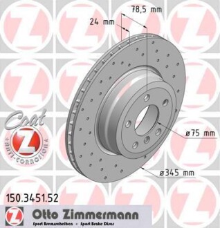 Диск тормозной ZIMMERMANN 150.3451.52