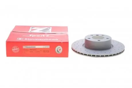 Диск тормозной (задний) BMW X3 (F25)/ X4 (F26) 10-(330x20) (с покрыт.) (вентил.) (с отверстиями) ZIMMERMANN 150.3495.52