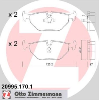 Колодки тормозные. ZIMMERMANN 20995.170.1