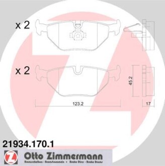 Колодки гальмівні (задні) BMW 3 (E46) 98-07 (Ate-Teves) ZIMMERMANN 21934.170.1