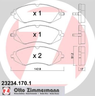 Колодки тормозные. ZIMMERMANN 23234.170.1