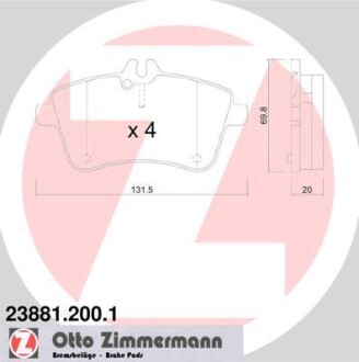 Гальмівні колодки. ZIMMERMANN 23881.200.1