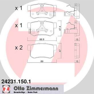 Тормозные колодки (задние) Honda Accord VIII/CR-V II/FR-V 04- (Akebono) ZIMMERMANN 24231.150.1