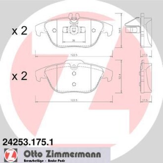 Колодки тормозные (задние) MB C-class (W204/C204)/E-class (C207/A207) 1.6-5.5 07- (Ate-Teves) ZIMMERMANN 24253.175.1