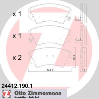 Колодки гальмівні Opel Astra J/Chevrolet Camaro/Malibu 12-/Insignia 08- (Mando) ZIMMERMANN 24412.190.1