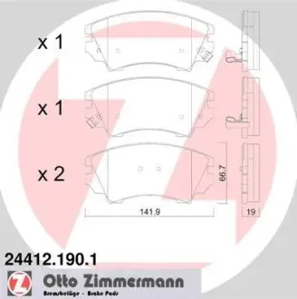 Колодки тормозные Opel Astra J/Chevrolet Camaro/Malibu 12-/Insignia 08- (Mando) ZIMMERMANN 24412.190.1
