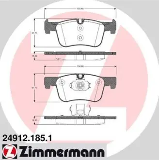 Колодки тормозные. ZIMMERMANN 24912.185.1
