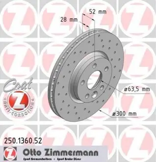Диск тормозной ZIMMERMANN 250.1360.52