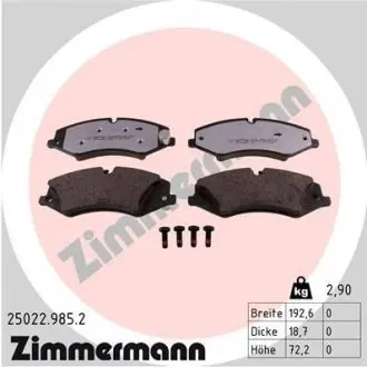 Колодки тормозные. ZIMMERMANN 25022.985.2