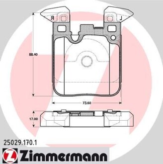 Колодки гальмівні (задні) BMW 1 (F20/F21)/ 3 (F30/F31/F34) 11- (Brembo) B37/B47/N13/N47/N55 ZIMMERMANN 25029.170.1