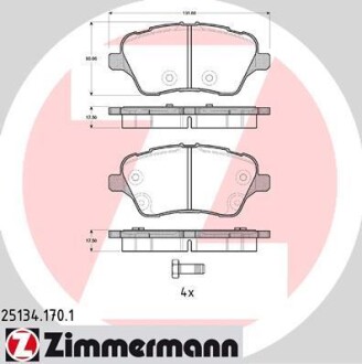 Колодки тормозные. ZIMMERMANN 25134.170.1