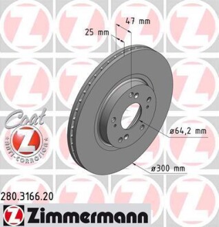 Диск тормозной ZIMMERMANN 280.3166.20