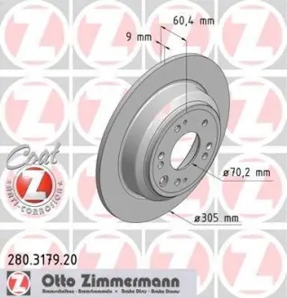 Диск тормозной ZIMMERMANN 280.3179.20