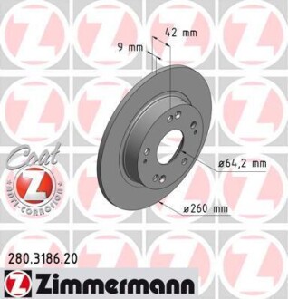 Диск гальмівний ZIMMERMANN 280.3186.20