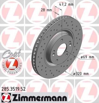 Диск тормозной ZIMMERMANN 285.3519.52