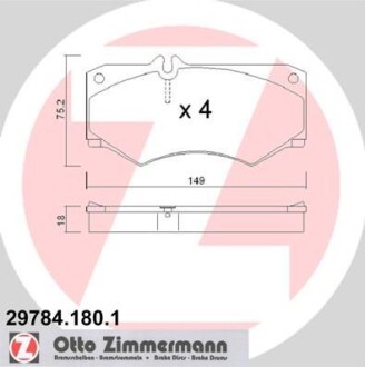 Колодки тормозные (передние) MB 207-410D/LT 40-55 I 78-96 ZIMMERMANN 29784.180.1