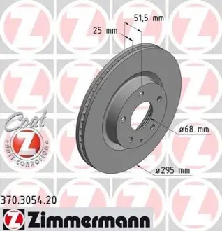 Диск гальмівний (передній) Mazda 3 1.5D/2.0/2.2D 13-/CX-3 15- (295x25)(з покриттям)(вентил.) ZIMMERMANN 370.3054.20