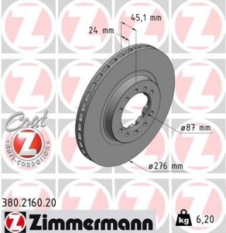 Диск гальмівний ZIMMERMANN 380.2160.20