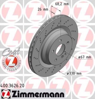 Диск тормозной ZIMMERMANN 400.3626.20