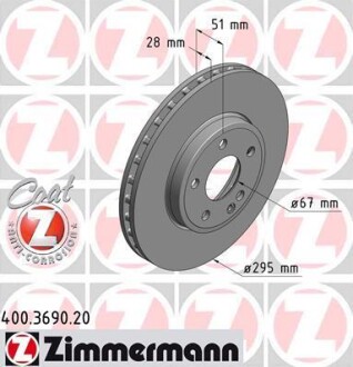 Диск тормозной ZIMMERMANN 400.3690.20